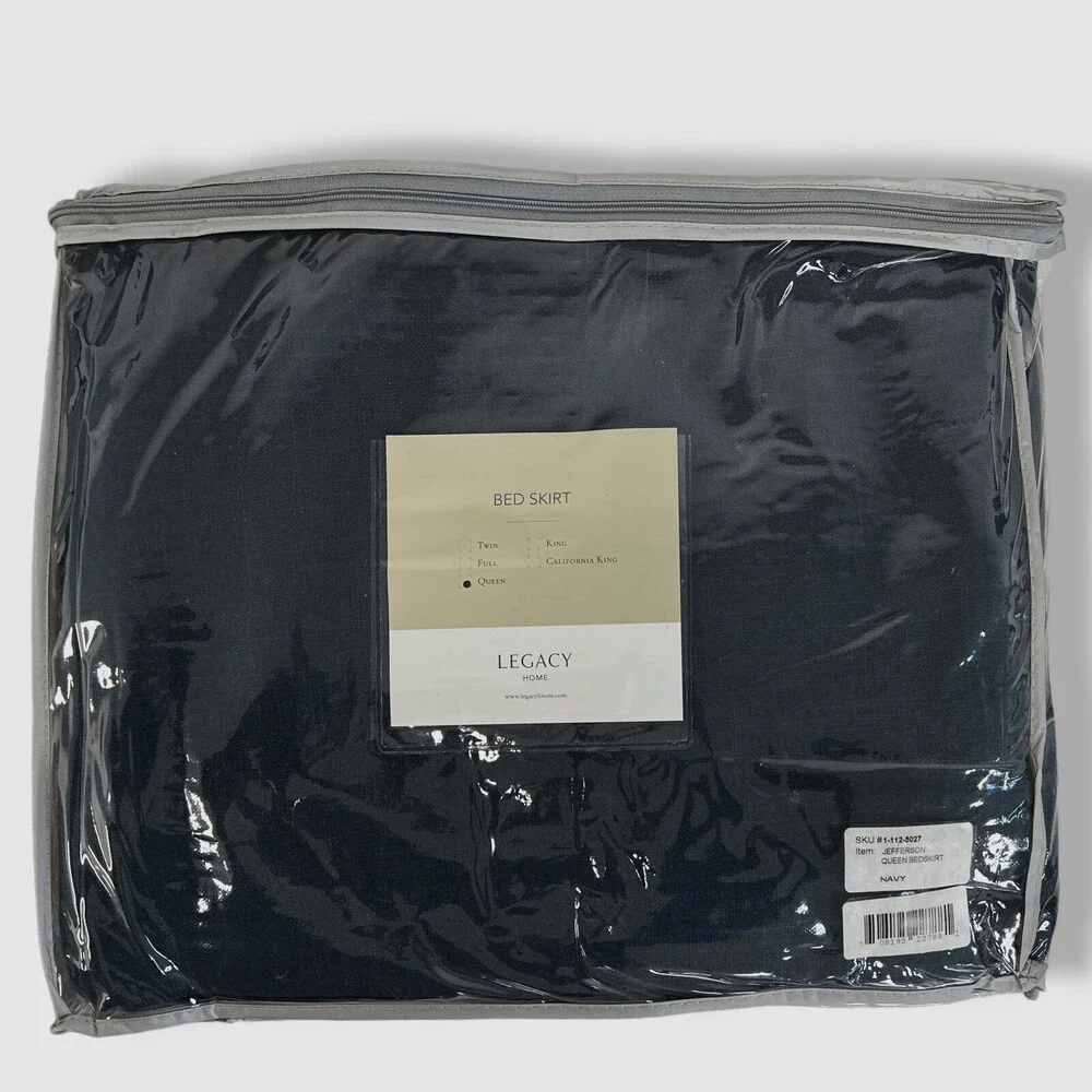 $375 Legacy Blue Jefferson Queen Dust Linen Bedskirt Size 60